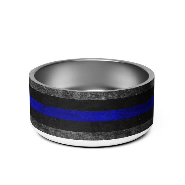 Distressed Thin Blue Line Pet Bowl