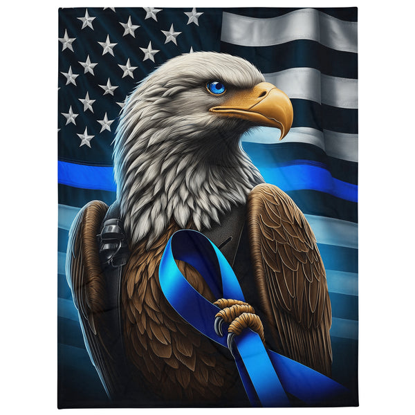Eagle Thin Blue Line Flag Throw Blanket (Multiple Sizes)