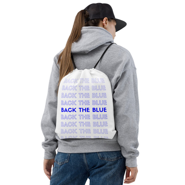 Back The Blue Gradient Drawstring Bag