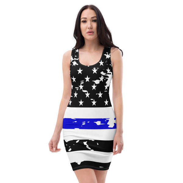 Thin Blue Line Flag Fitted Dress