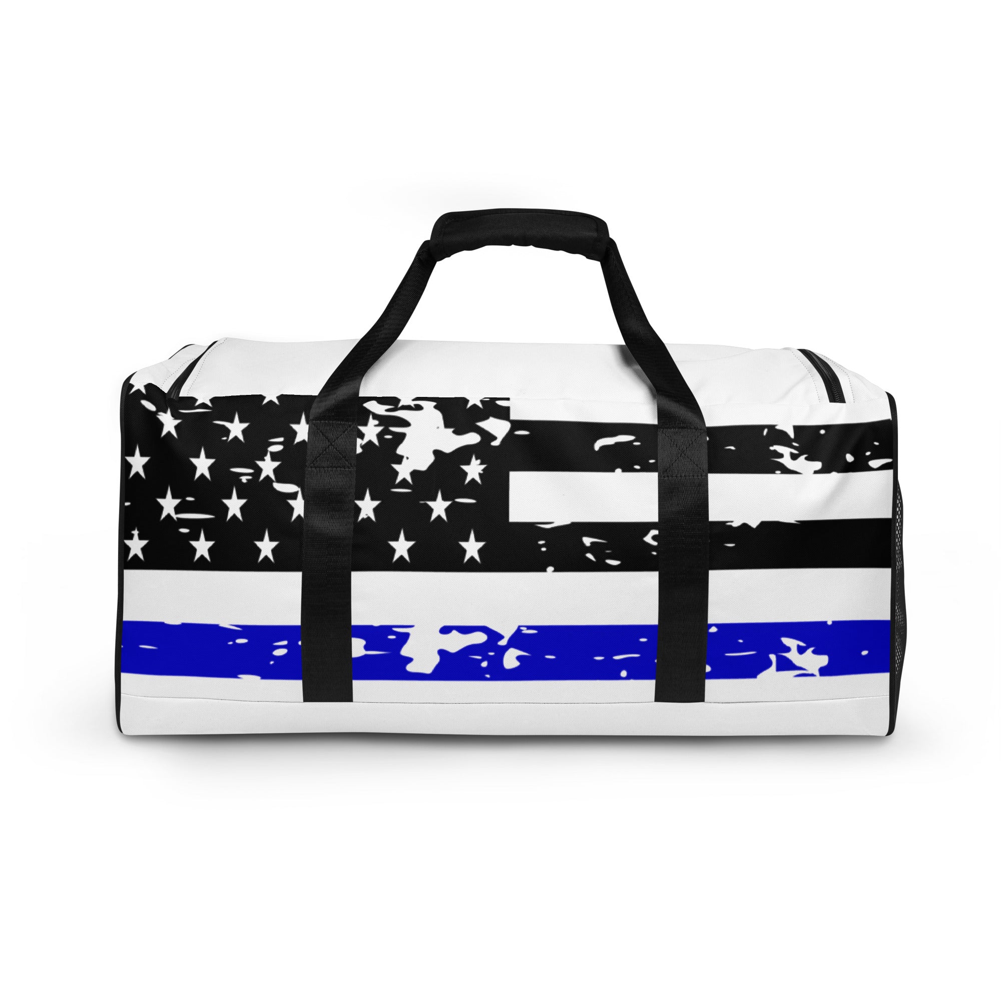White Distressed Thin Blue Line Flag Duffle Bag