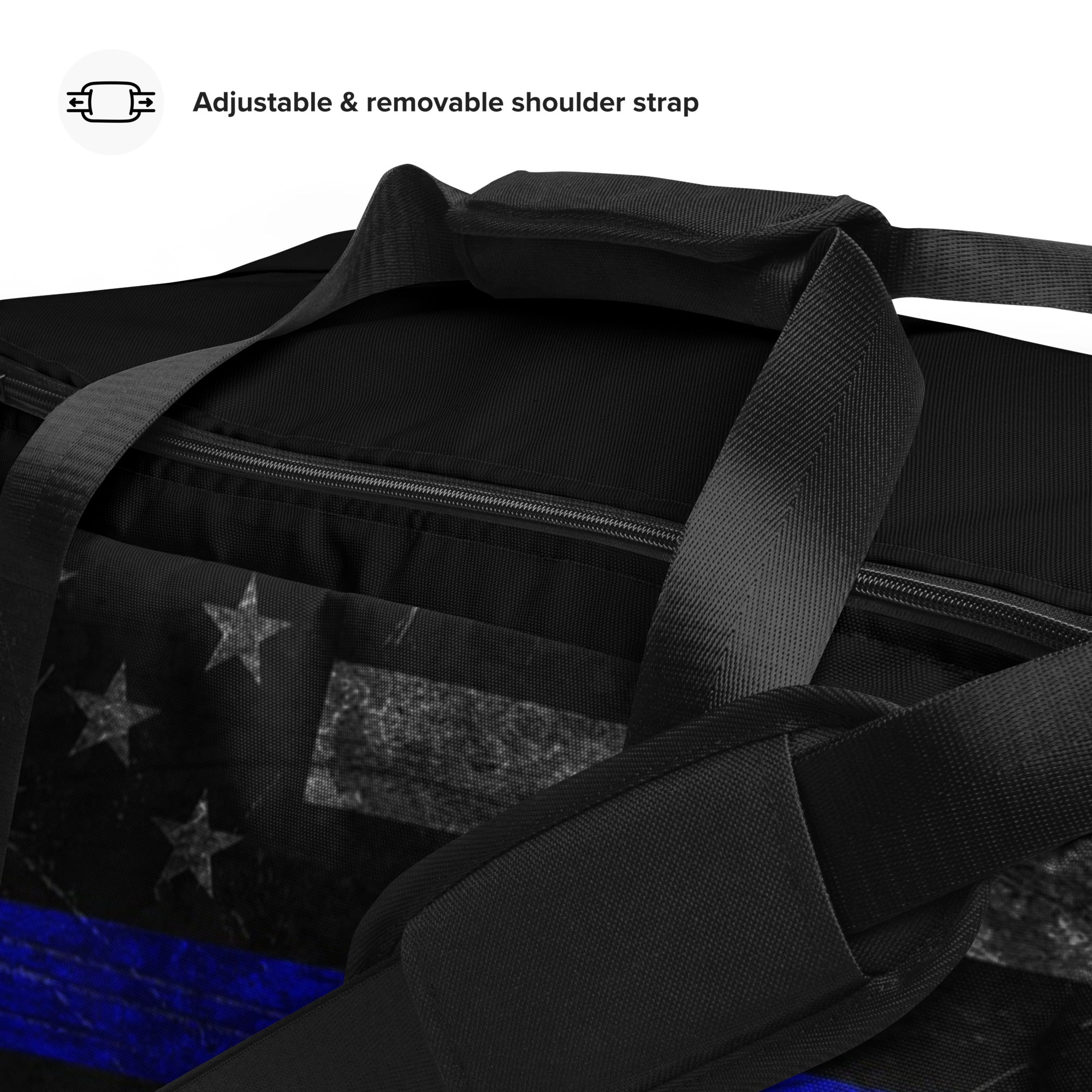 Dark Distressed Thin Blue Line Flag Duffle Bag