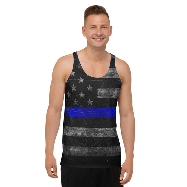 Thin Blue Line Distressed Flag | All Over Print | Men's Tank Top