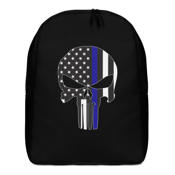 Thin Blue Line Skull (Black) Minimalist Backpack