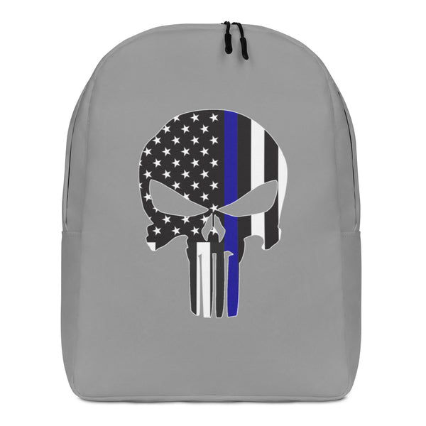 Thin Blue Line Skull (Grey) Minimalist Backpack