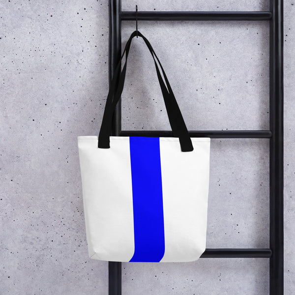 Vertical Thin Blue Line White Tote bag