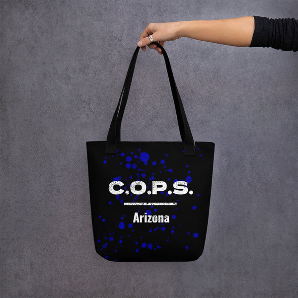 COPS Arizona Blue Splatter Black Tote bag
