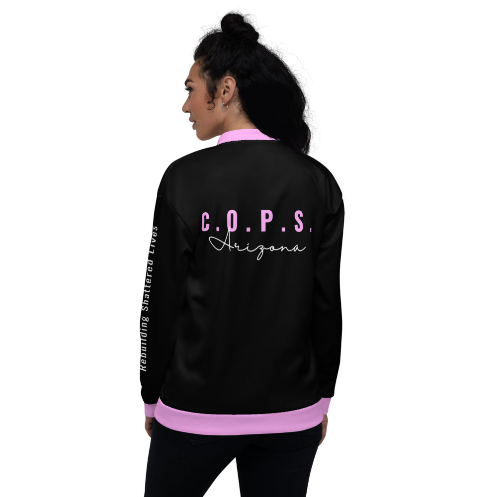 C.O.P.S. Arizona  + Sleeve/Back  Women's Bomber Jacket (Pink/Black)