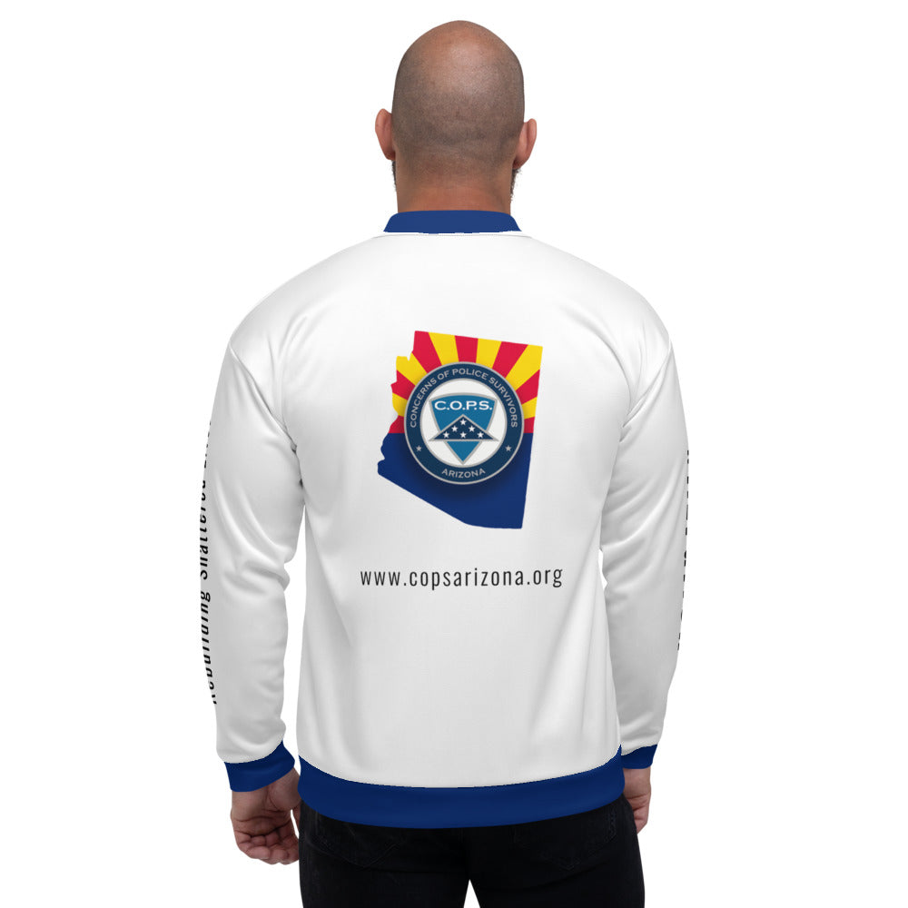 C.O.P.S. AZ Org + Sleeve/Back Men's Bomber Jacket (Navy/White)