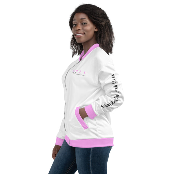 C.O.P.S. Arizona + Sleeve/Back Women's Bomber Jacket (Pink/White)