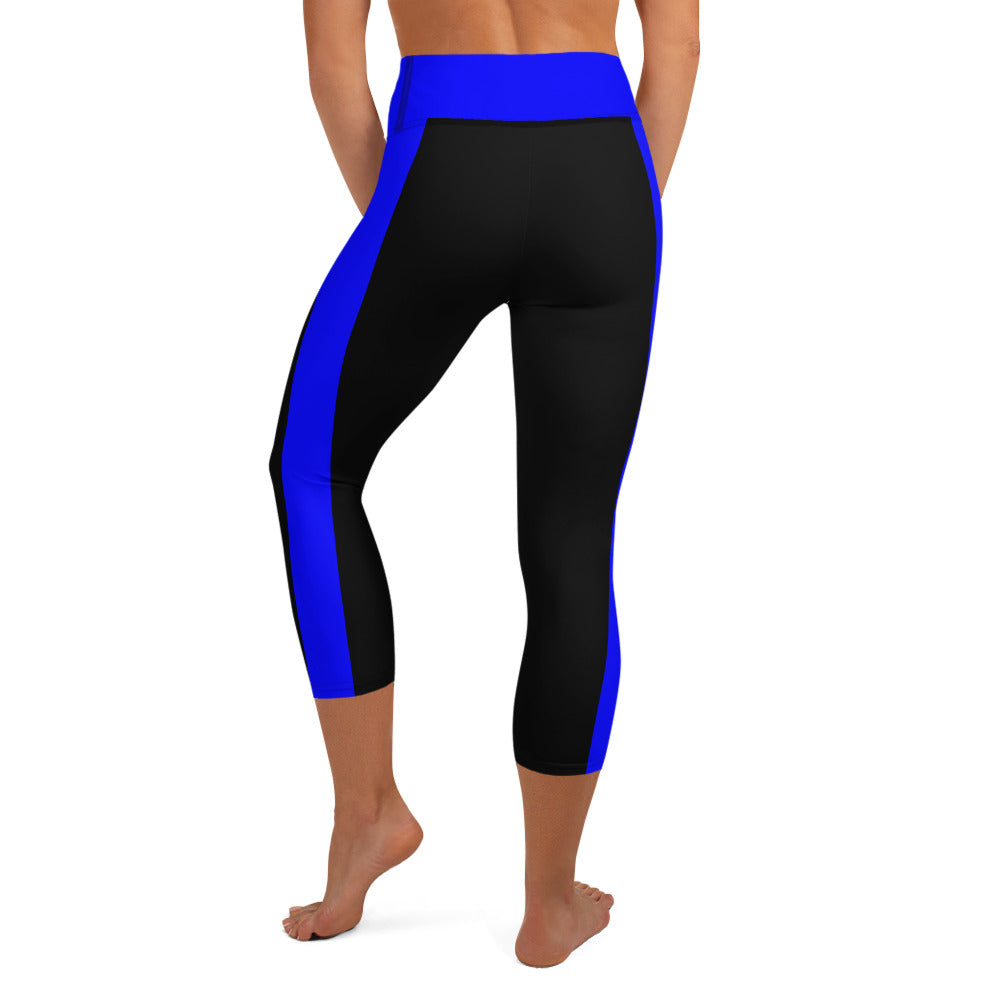 Thin Blue Line Black Yoga Capri Leggings
