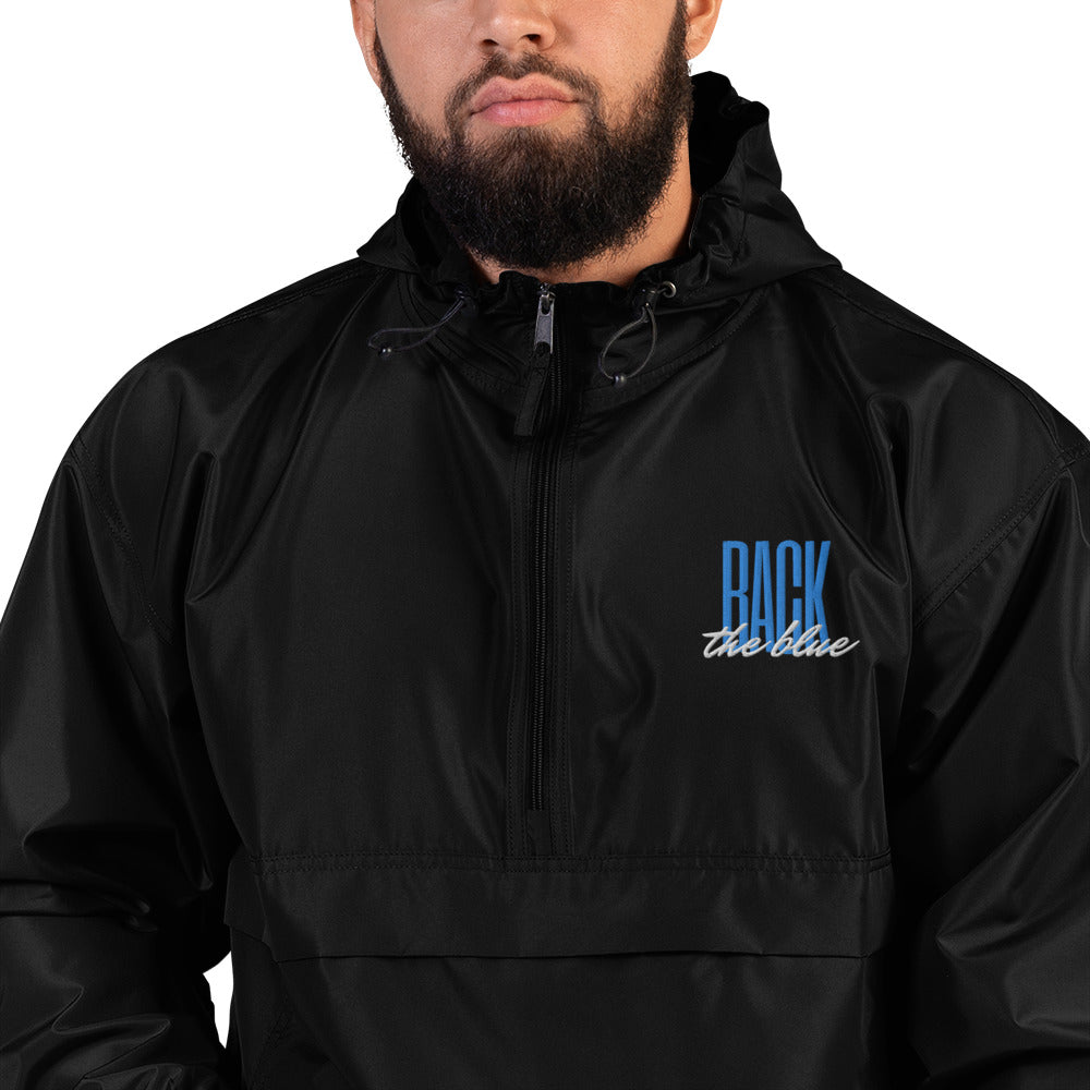 Back The Blue Embroidered Champion Men's Packable Jacket