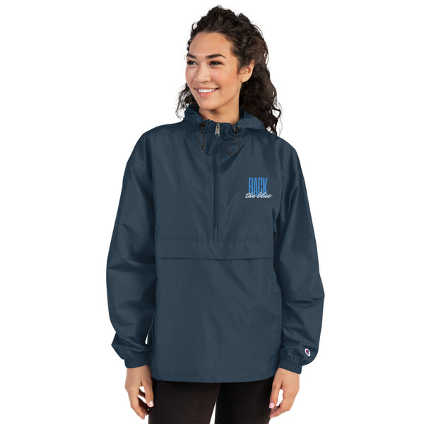 Back the Blue Embroidered Champion Women's Packable Jacket