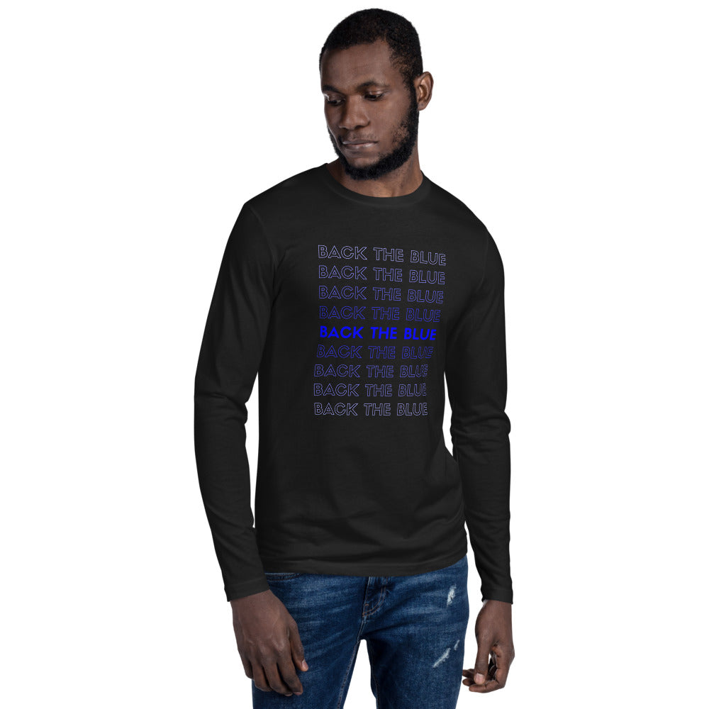 Back The Blue (Column) Men's Long Sleeve Fitted Tee