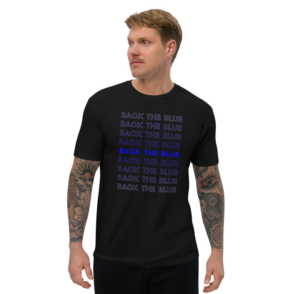 Back The Blue (Column) Men's Short Sleeve Fitted T-shirt