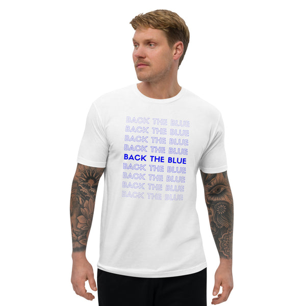 Back The Blue (Column) Men's Short Sleeve Fitted T-shirt