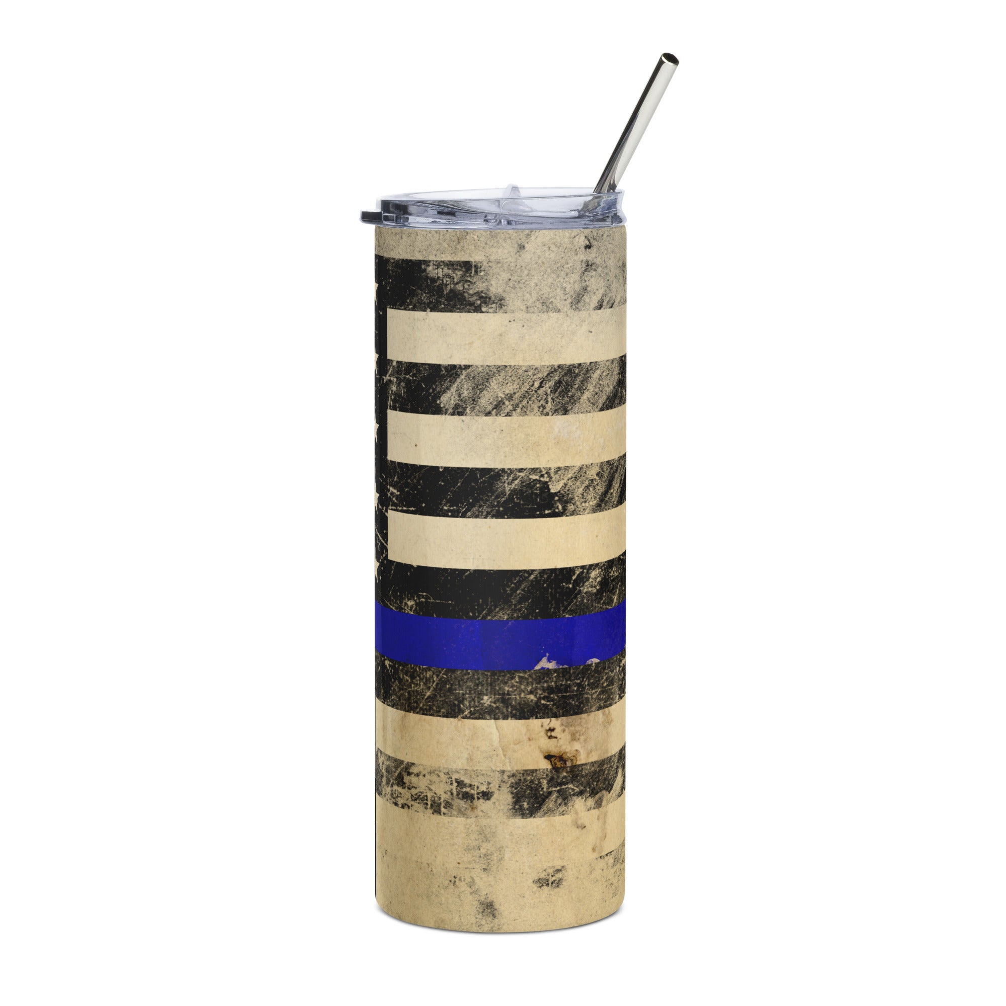 Distressed Vintage Thin Blue Line Flag Stainless steel tumbler