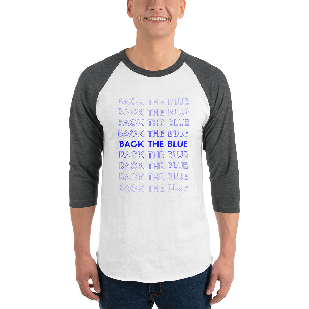 Back The Blue (Column) Men's 3/4 Sleeve Tee