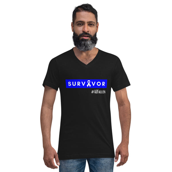 Survivor Ribbon #AZFallen Men's Short Sleeve V-Neck T-Shirt