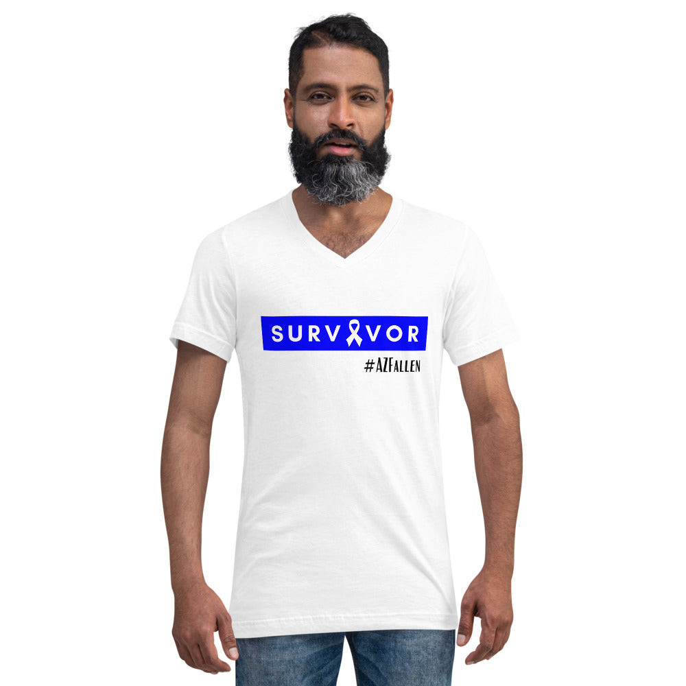 Survivor Ribbon #AZFallen Men's Short Sleeve V-Neck T-Shirt