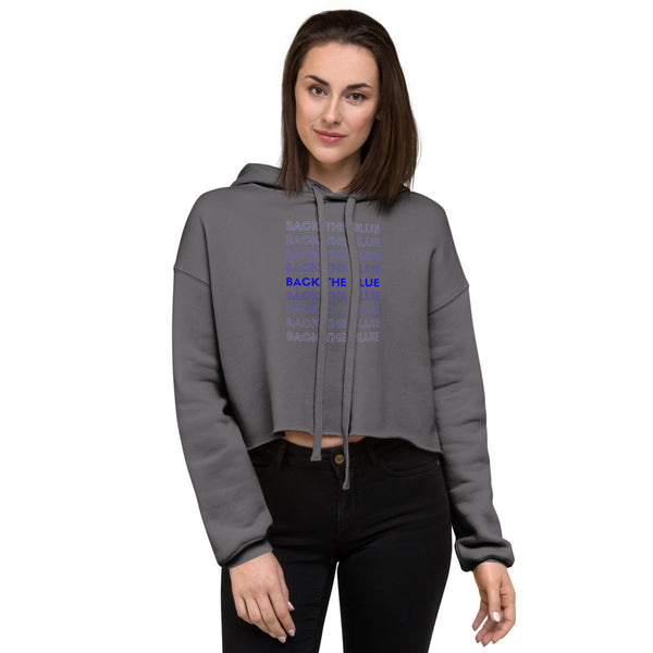 Back The Blue (Column) Women's Cropped Hoodie